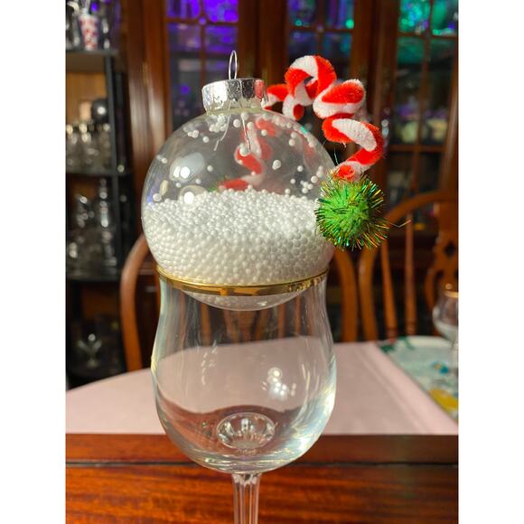 Snowman Head Christmas Ornament 3 inch Clear Ball w foam snow inside & earmuffs - Picture 9 of 15